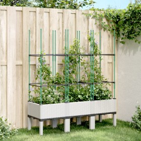Jardinera con enrejado PP blanco 120x40x142,5 cm de , Maceteros y jardineras - Ref: Foro24-367959, Precio: 58,82 €, Descuento: %