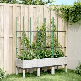 Planter with white PP trellis 120x40x142.5 cm by , Pots and planters - Ref: Foro24-367959, Price: 58,15 €, Discount: %