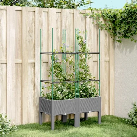 Jardinera con enrejado PP gris claro 80x40x142,5 cm de , Maceteros y jardineras - Ref: Foro24-367952, Precio: 41,20 €, Descue...