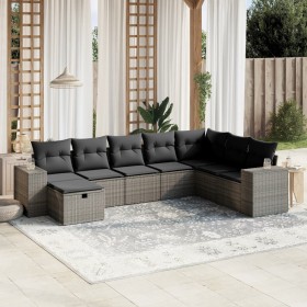 Set de sofás de jardín 8 pzas y cojines ratán sintético gris de , Conjuntos de jardín - Ref: Foro24-3264516, Precio: 495,68 €...