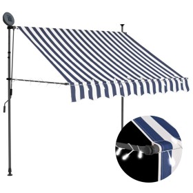 Toldo manual retráctil con LED azul y blanco 150 cm de vidaXL, Toldos - Ref: Foro24-145842, Precio: 62,57 €, Descuento: %