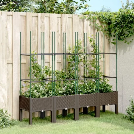 Jardinera con enrejado PP marrón 160x40x142,5 cm de , Maceteros y jardineras - Ref: Foro24-367965, Precio: 86,25 €, Descuento: %