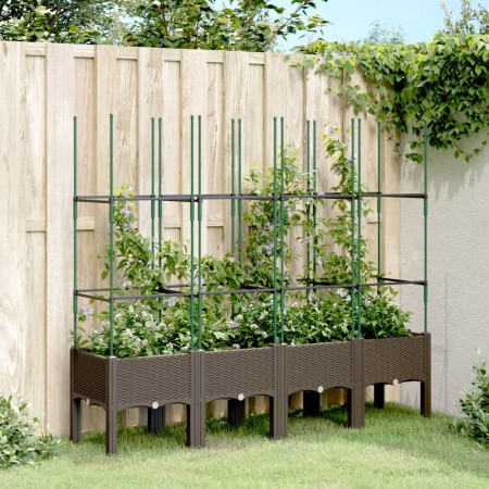 Jardinera con enrejado PP marrón 160x40x142,5 cm de , Maceteros y jardineras - Ref: Foro24-367965, Precio: 87,93 €, Descuento: %