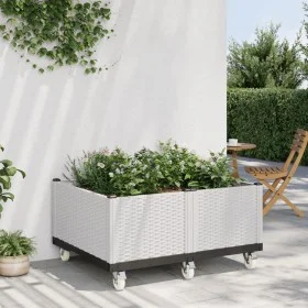 Jardinera con ruedas PP blanco 100x80x54 cm de , Maceteros y jardineras - Ref: Foro24-367992, Precio: 169,65 €, Descuento: %