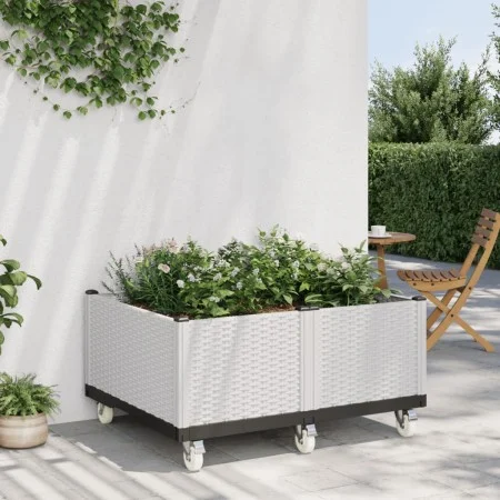 Jardinera con ruedas PP blanco 100x80x54 cm de , Maceteros y jardineras - Ref: Foro24-367992, Precio: 169,65 €, Descuento: %
