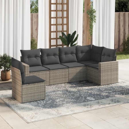 Set de muebles de jardín 6 pzas y cojines ratán sintético gris en Conjuntos de jardín | Comprar online en Foru.es