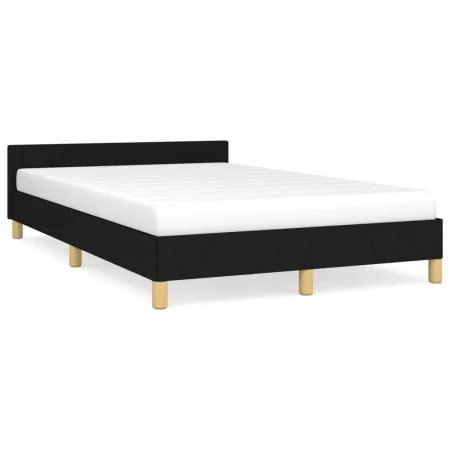 Estructura de cama con cabecero tela negro 120x190 cm de , Camas y somieres - Ref: Foro24-379536, Precio: 97,14 €, Descuento: %