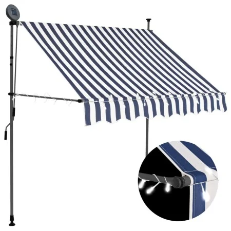 Toldo manual retráctil con LED azul y blanco 200 cm de vidaXL, Toldos - Ref: Foro24-145843, Precio: 89,60 €, Descuento: %
