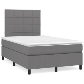 Cama box spring con colchón y LED tela marrón oscuro 120x190 cm de , Camas y somieres - Ref: Foro24-3270198, Precio: 407,60 €...
