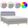 Cama box spring colchón y luces LED tela gris claro 140x200 cm de vidaXL, Camas y somieres - Ref: Foro24-3133557, Precio: 426...