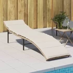 Tumbona con cojín ratán sintético beige 55x199x50 cm de , Tumbonas - Ref: Foro24-368248, Precio: 130,34 €, Descuento: %