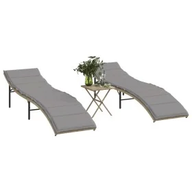 Tumbonas con mesita 2 unidades ratán sintético beige de , Tumbonas - Ref: Foro24-368255, Precio: 247,07 €, Descuento: %
