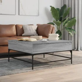 Mesa de centro madera ingeniería metal gris Sonoma 95x95x45 cm de , Mesas de centro - Ref: Foro24-3217067, Precio: 113,49 €, ...
