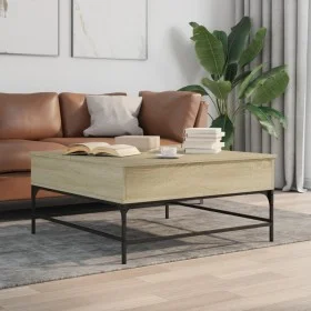 Mesa de centro madera ingeniería metal roble Sonoma 95x95x45 cm de , Mesas de centro - Ref: Foro24-3217065, Precio: 110,35 €,...