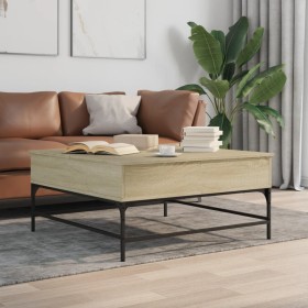 Mesa de centro madera ingeniería metal roble Sonoma 95x95x45 cm de , Mesas de centro - Ref: Foro24-3217065, Precio: 111,70 €,...