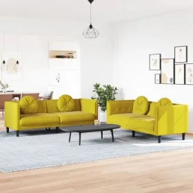 Juego de sofás con cojines 2 piezas terciopelo amarillo de , Sofás - Ref: Foro24-3209263, Precio: 493,45 €, Descuento: %