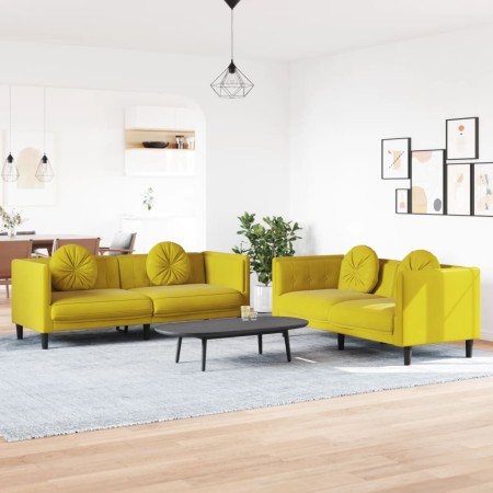 Juego de sofás con cojines 2 piezas terciopelo amarillo de , Sofás - Ref: Foro24-3209263, Precio: 500,13 €, Descuento: %