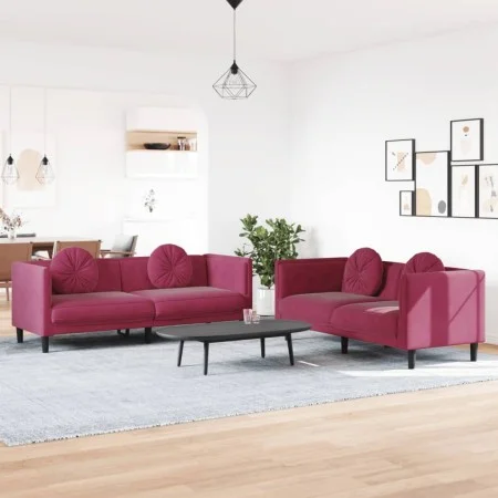 Sofagarnitur mit Kissen 2-teilig aus rotem Samt von , Sofas - Ref: Foro24-3209261, Preis: 522,16 €, Rabatt: %