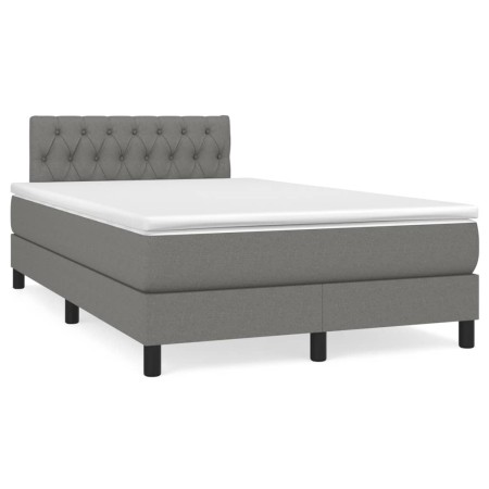 Cama box spring con colchón y LED tela marrón oscuro 120x190 cm de , Camas y somieres - Ref: Foro24-3270061, Precio: 400,64 €...