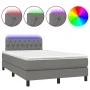 Box spring bed with mattress and LED dark brown fabric 120x190 cm by , Beds and slatted bases - Ref: Foro24-3270061, Price: 4...