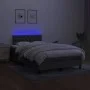 Box spring bed with mattress and LED dark brown fabric 120x190 cm by , Beds and slatted bases - Ref: Foro24-3270061, Price: 4...