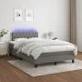 Box spring bed with mattress and LED dark brown fabric 120x190 cm by , Beds and slatted bases - Ref: Foro24-3270061, Price: 4...