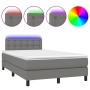 Cama box spring con colchón y LED tela marrón oscuro 120x190 cm de , Camas y somieres - Ref: Foro24-3270068, Precio: 400,29 €...