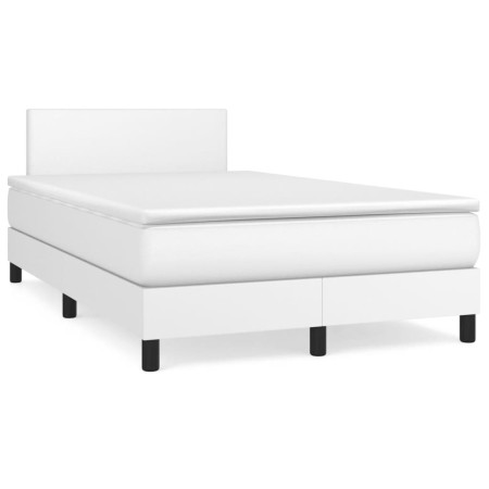 Cama box spring con colchón cuero sintético blanco 120x190 cm de , Camas y somieres - Ref: Foro24-3269808, Precio: 419,31 €, ...