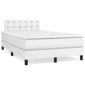 Cama box spring con colchón cuero sintético blanco 120x190 cm de , Camas y somieres - Ref: Foro24-3269820, Precio: 443,63 €, ...
