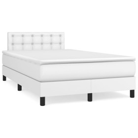 Cama box spring con colchón cuero sintético blanco 120x190 cm de , Camas y somieres - Ref: Foro24-3269820, Precio: 426,38 €, ...