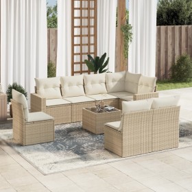 Set de sofás de jardín 9 pzas con cojines ratán sintético beige en Conjuntos de jardín | Comprar online en Foru.es
