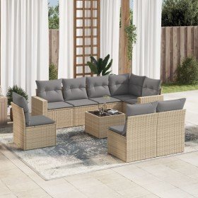 Set de sofás de jardín 9 pzas con cojines ratán sintético beige en Conjuntos de jardín | Comprar online en Foru.es