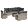Set muebles jardín 9 pzas y cojines ratán sintético gris claro en Conjuntos de jardín | Comprar online en Foru.es