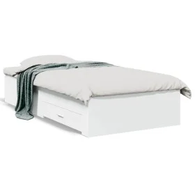 White engineered wood bed with drawers 90x190 cm by , Beds and slatted bases - Ref: Foro24-3280433, Price: 123,34 €, Discount: %