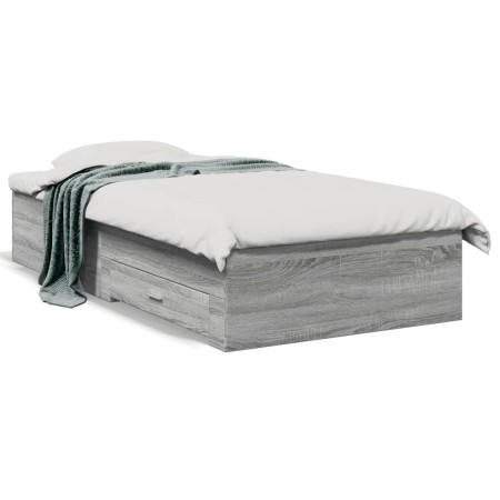 Cama con cajones madera de ingeniería gris Sonoma 90x190 cm de , Camas y somieres - Ref: Foro24-3280438, Precio: 113,10 €, De...