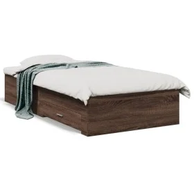 Eichenbraunes Holzwerkstoffbett mit Schubladen 100x200 cm von , Betten und Lattenroste - Ref: Foro24-3280425, Preis: 114,99 €...