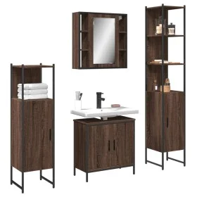 Set de muebles de baño 4 pzas madera contrachapada marrón roble de , Muebles de baño - Ref: Foro24-3214774, Precio: 273,64 €,...