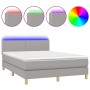 Cama box spring colchón y luces LED tela gris claro 140x200 cm de vidaXL, Camas y somieres - Ref: Foro24-3133637, Precio: 411...
