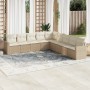 Set de sofás de jardín 9 pzas con cojines ratán sintético beige en Conjuntos de jardín | Comprar online en Foru.es