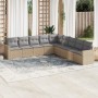 Set de sofás de jardín 9 pzas con cojines ratán sintético beige en Conjuntos de jardín | Comprar online en Foru.es