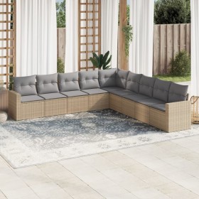 Set de sofás de jardín 9 pzas con cojines ratán sintético beige en Conjuntos de jardín | Comprar online en Foru.es