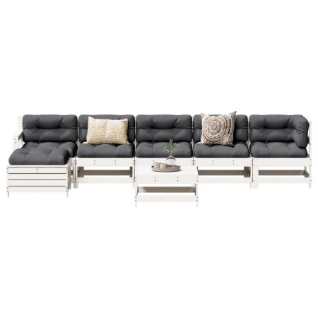 Juego de muebles de jardín 7 pzas madera maciza de pino blanco de , Conjuntos de jardín - Ref: Foro24-3250617, Precio: 435,45...