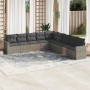 Set de muebles de jardín 9 pzas y cojines ratán sintético gris en Conjuntos de jardín | Comprar online en Foru.es