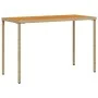 Mesa de jardín superficie de madera ratán PE beige 115x54x74 cm de , Mesas de jardín - Ref: Foro24-365078, Precio: 87,30 €, D...
