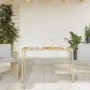 Mesa de jardín superficie de madera ratán PE beige 115x54x74 cm de , Mesas de jardín - Ref: Foro24-365078, Precio: 87,30 €, D...