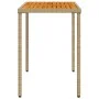 Mesa de jardín superficie de madera ratán PE beige 115x54x74 cm de , Mesas de jardín - Ref: Foro24-365078, Precio: 87,30 €, D...