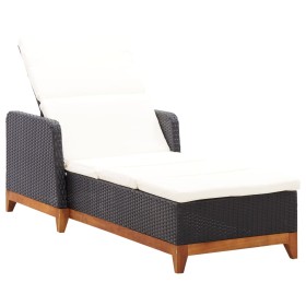 Tumbona de ratán sintético y madera maciza de acacia negro de vidaXL, Tumbonas - Ref: Foro24-46012, Precio: 181,57 €, Descuen...