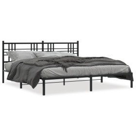 Estructura de cama con cabecero metal negro 183x213 cm de , Camas y somieres - Ref: Foro24-376329, Precio: 103,70 €, Descuent...