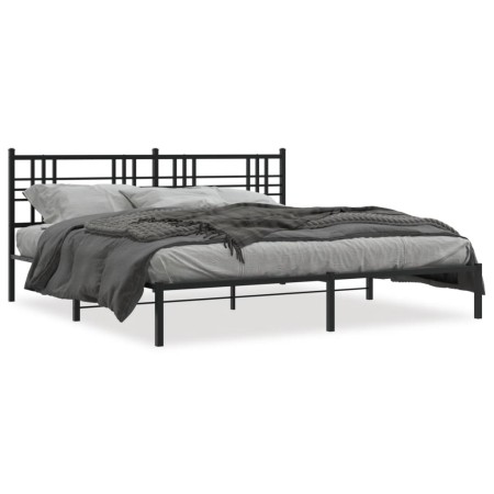 Estructura de cama con cabecero metal negro 183x213 cm de , Camas y somieres - Ref: Foro24-376329, Precio: 103,70 €, Descuent...