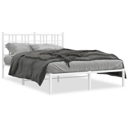 Estructura de cama con cabecero metal blanca 140x200 cm de , Camas y somieres - Ref: Foro24-376374, Precio: 111,79 €, Descuen...